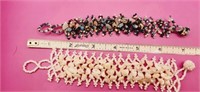 Lot of 2- White  & Multi Colored Coral Bracelets