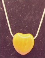 Natural Gemstone Yellow Jade Heart 1" Pendant