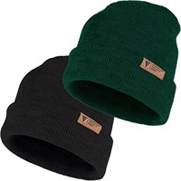 P3979  EINSKEY Knit Beanie 2-Pack, Black,Green