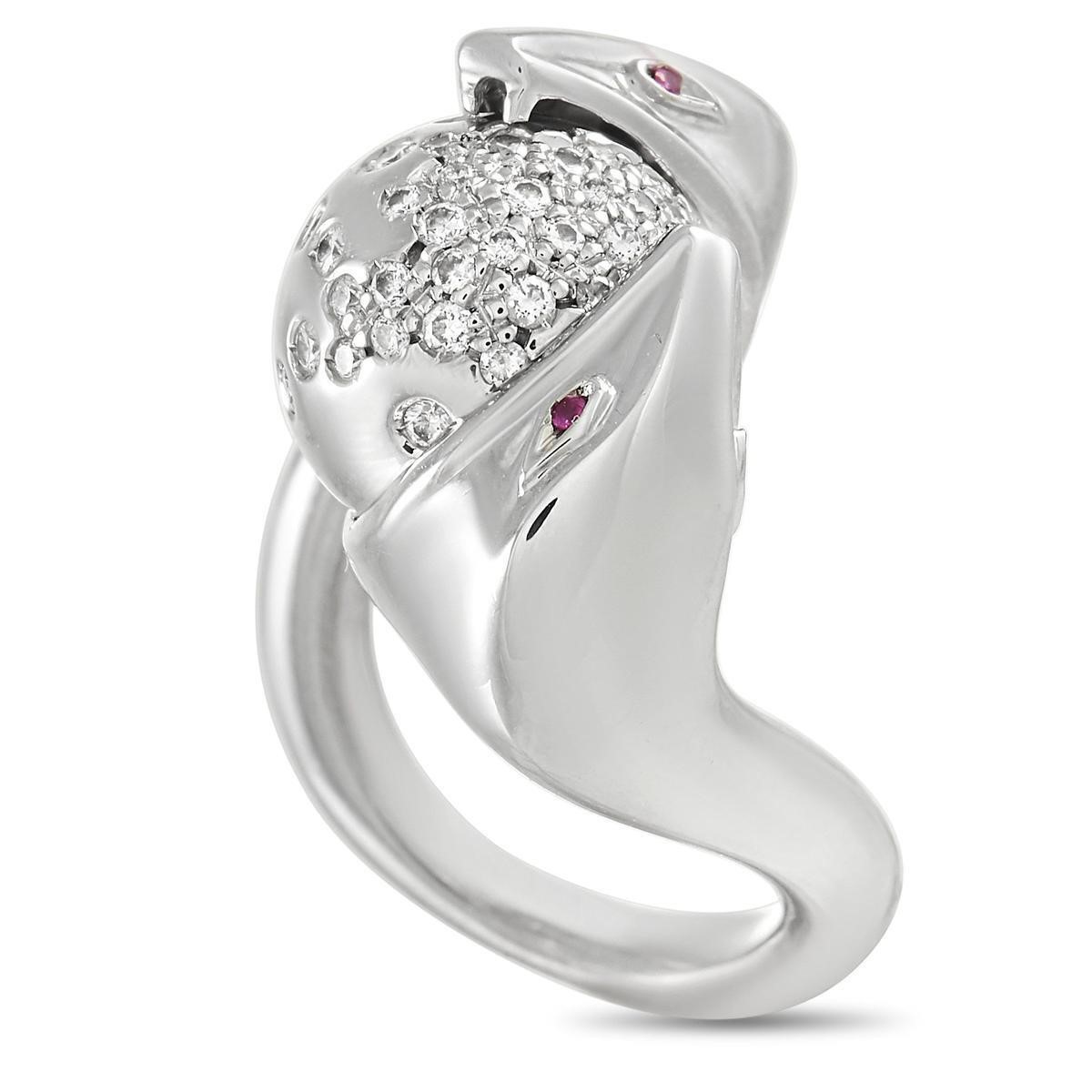 Boucheron 18K White Gold Diamond Serpent Ring