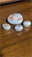 Four Limoges Egg Trinket Boxes