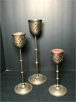 Three Brass Candle Sticks