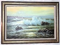 Stevens Signed Seascape Oil on Canvas