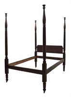 COLONIAL STYLE MAHOGANY FINISH FOUR-POSTER BED