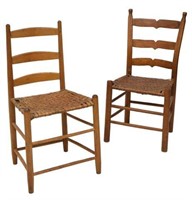 (2) AMERICAN PRIMITIVE SHAKER LADDER BACK CHAIRS