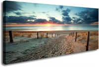 YoukisWall Art Canvas Print Beach Sunset, 20"x40"