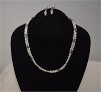 Brighton Pearl & Silver Toned Necklace & Earrings