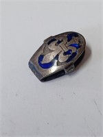 Vtg. Marked 925/1000 Blue Inlay Clip-2.8g