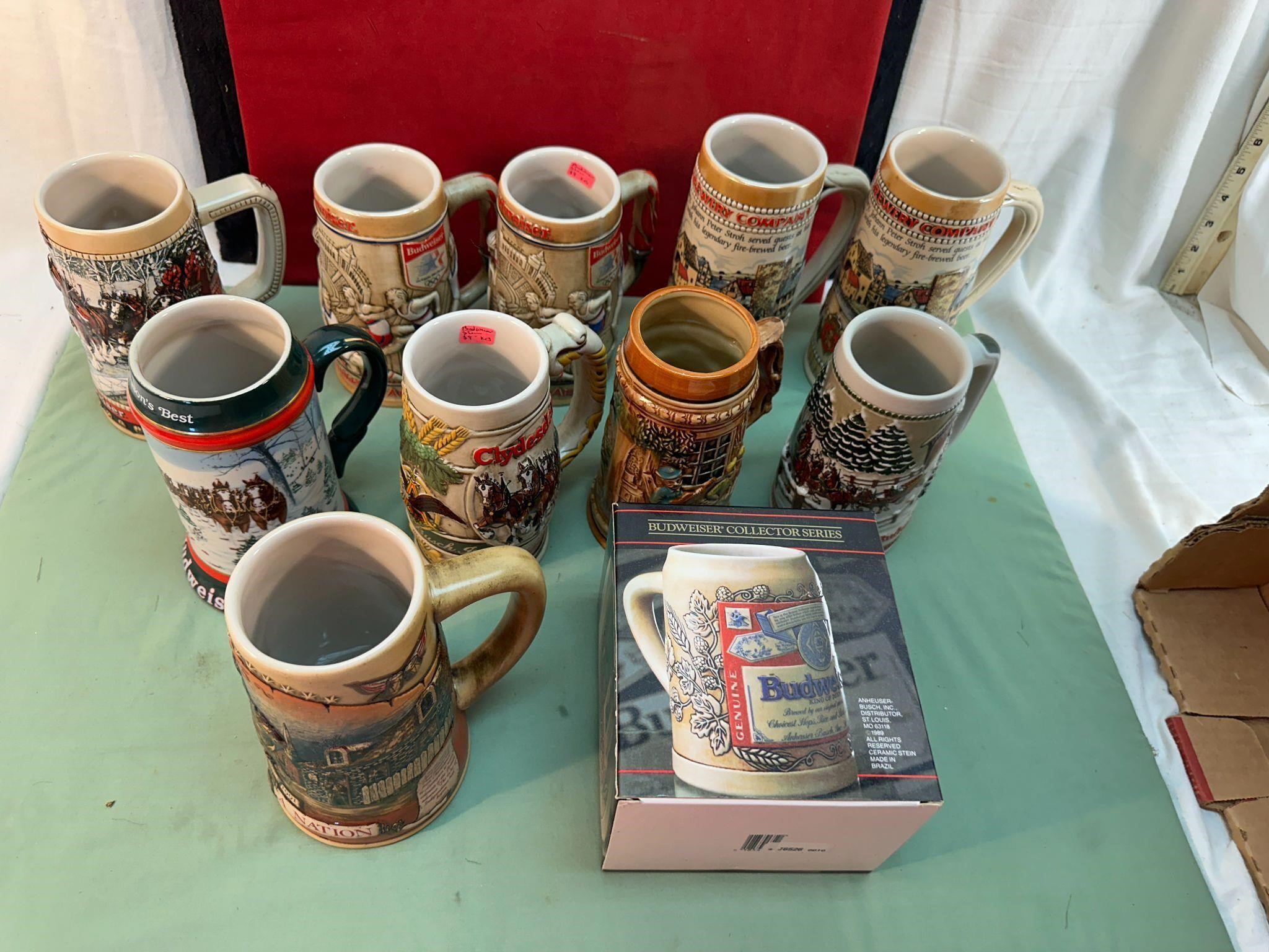 11 BUDWEISER BEER STEINS