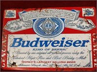 Budweiser Metal Sign 12x8