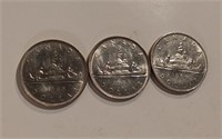 Three Canada Dollar Coins 1968x2 & 1969
