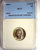 1948-S Nickel MS67 LISTS FOR $250