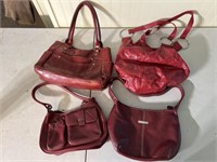 4 used red purses