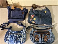 4 used blue purses
