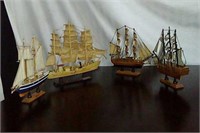 Four Wooden Ship Models O12B