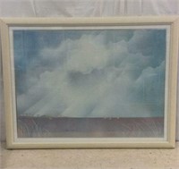 Framed Deckled Watercolor Painting Z13B