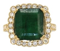 14kt Gold 8.39 ct GIA Emerald & Diamond Ring