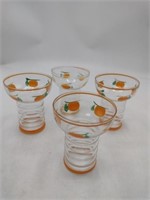 Vintage Art Deco Style Ringed Orange Juice Glasses