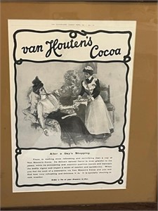 Vintage Framed  Van Houten's Cocoa and a Vintage