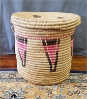 Large Coil Woven Lidded Basket