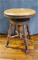 Brass & Glass Footed Antique Piano Stool