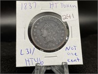 1837 ?Not One Cent Hard Times Token