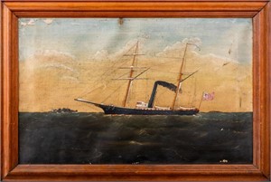 American School "U.S.S. Mayflower" Oil on Canvas
