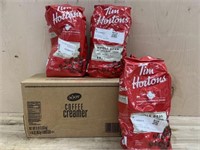 4 bags of whole bean Tim hortons coffee & box of