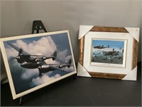2 airplane pictures mounted