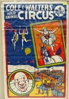 COLE & WALTERS WILD ANIMAL 4-RING CIRCUS POSTER