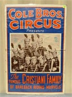 COLE BROS. CIRCUS POSTER FEATURING THE CRISTIANI F