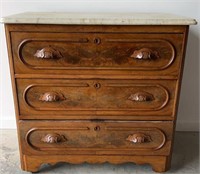 Antique Mahogany 3 Drawer Chest On Casters W/