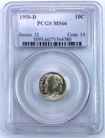 1950-D PCGS MS66 Roosevelt Dime-Quality Coin