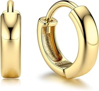14k Gold-pl. 12mm Classic Chunky Hoop Earrings