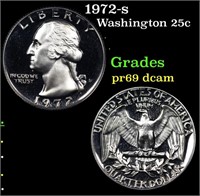 Proof 1972-s Washington Quarter 25c Grades GEM++ P