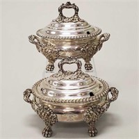 Pair of Victorian Sheffield plate covered sauce