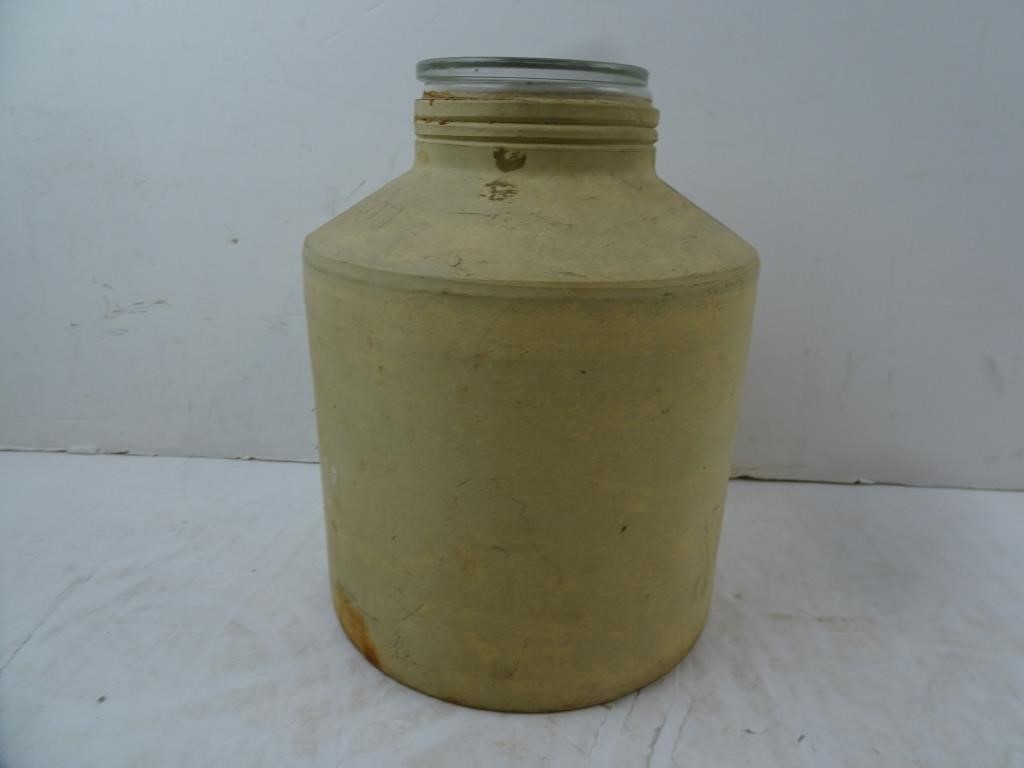 Vintage Victory Brand Lidded Stoneware Jar 9.5"