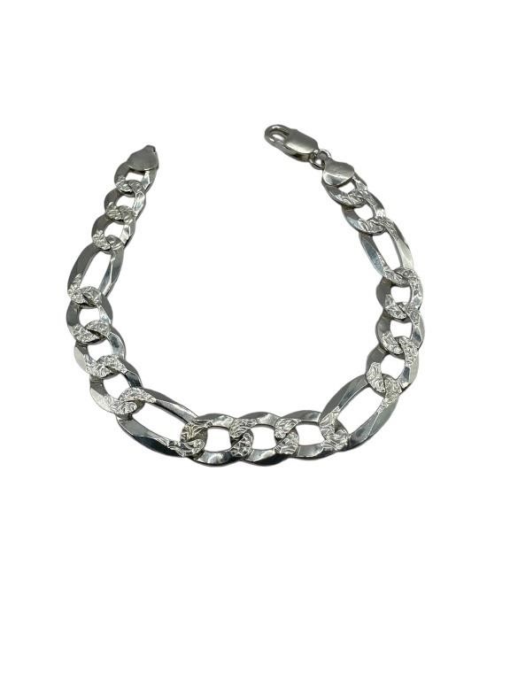 Sterling Silver Diamond Cut Reversible Bracelet