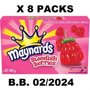 8 x 100g MAYNARDS SWEDISH BERRIES - BB 02/2024