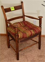 Very old burlap chair w/ cushion