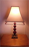 Pair of table lamps w/ beaded shades, 28" tall