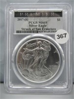 2017-S Silver American eagle MS 69. Struck at San