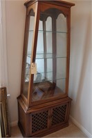 Mid century wood and mirrored glass curio