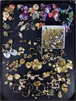 Tray Lot Of (54) Pairs Of Costume Earrings