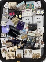 Tray Lot Of (45+) Fashion Earrings On Backer Cards