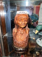 HAND CARVED WOODEN INDIAN WOMAN