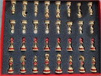 coca-cola brass chess set w/board