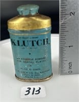 Antique Klutch Tin Adhesive Powder for Dentures