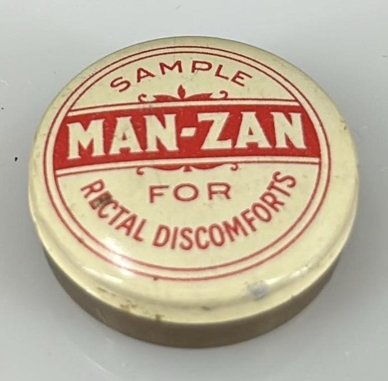 Tiny Sample Antique Tin MAN-ZAN for Rectal