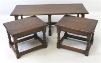 English 3pc. Wood Coffee Table + 2 End Tables